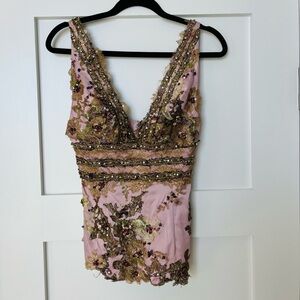 Elegant Embroidered Women's Blouse in Pink and Gold